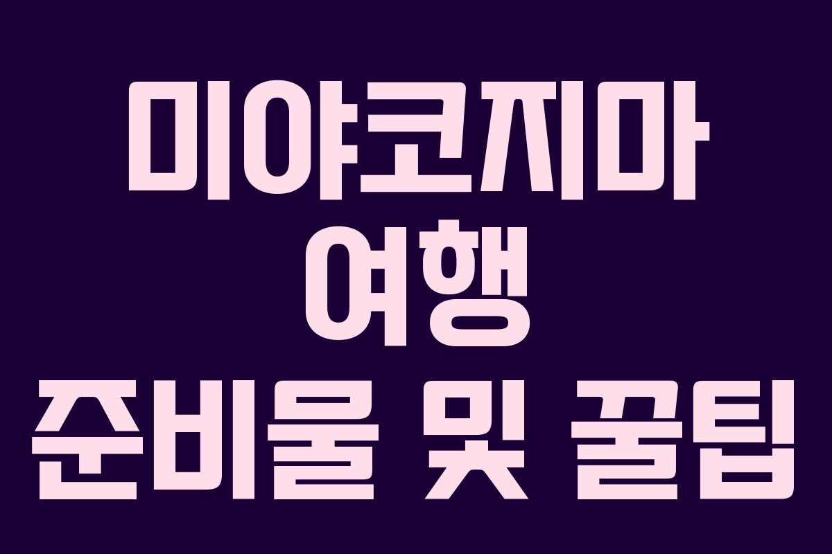 미야코지마 여행 준비물 및 꿀팁