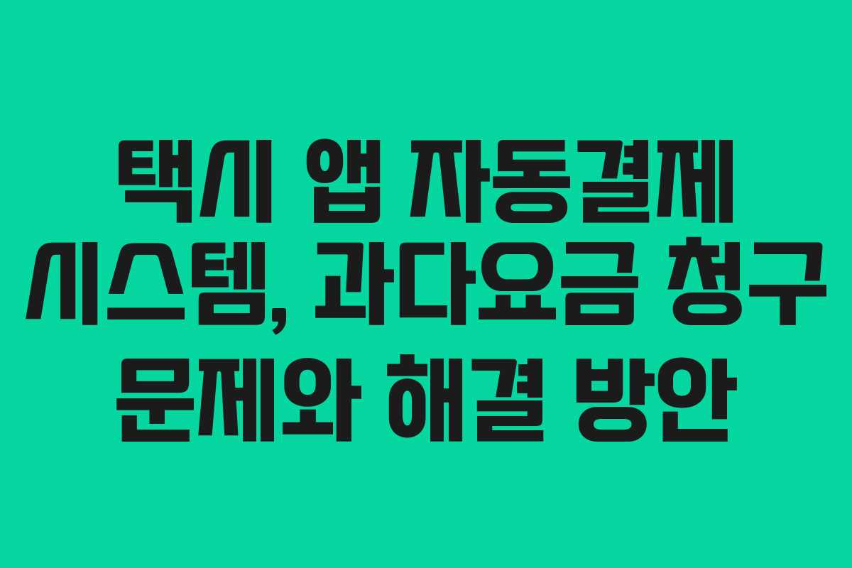 택시 앱 자동결제 시스템, 과다요금 청구 문제와 해결 방안