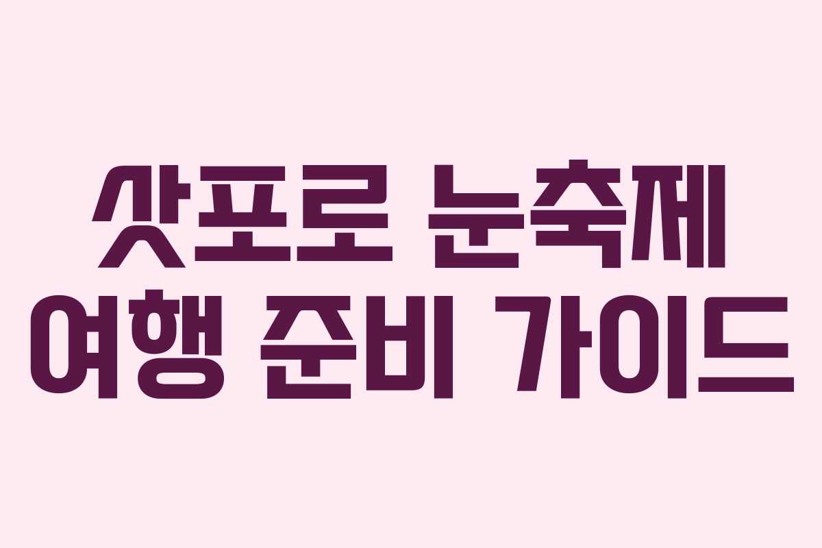 삿포로 눈축제 여행 준비 가이드