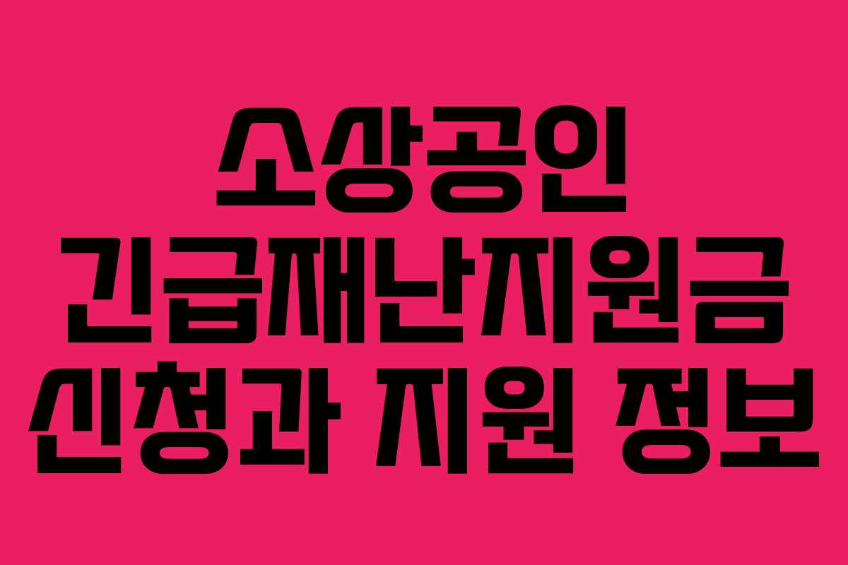 소상공인 긴급재난지원금 신청과 지원 정보