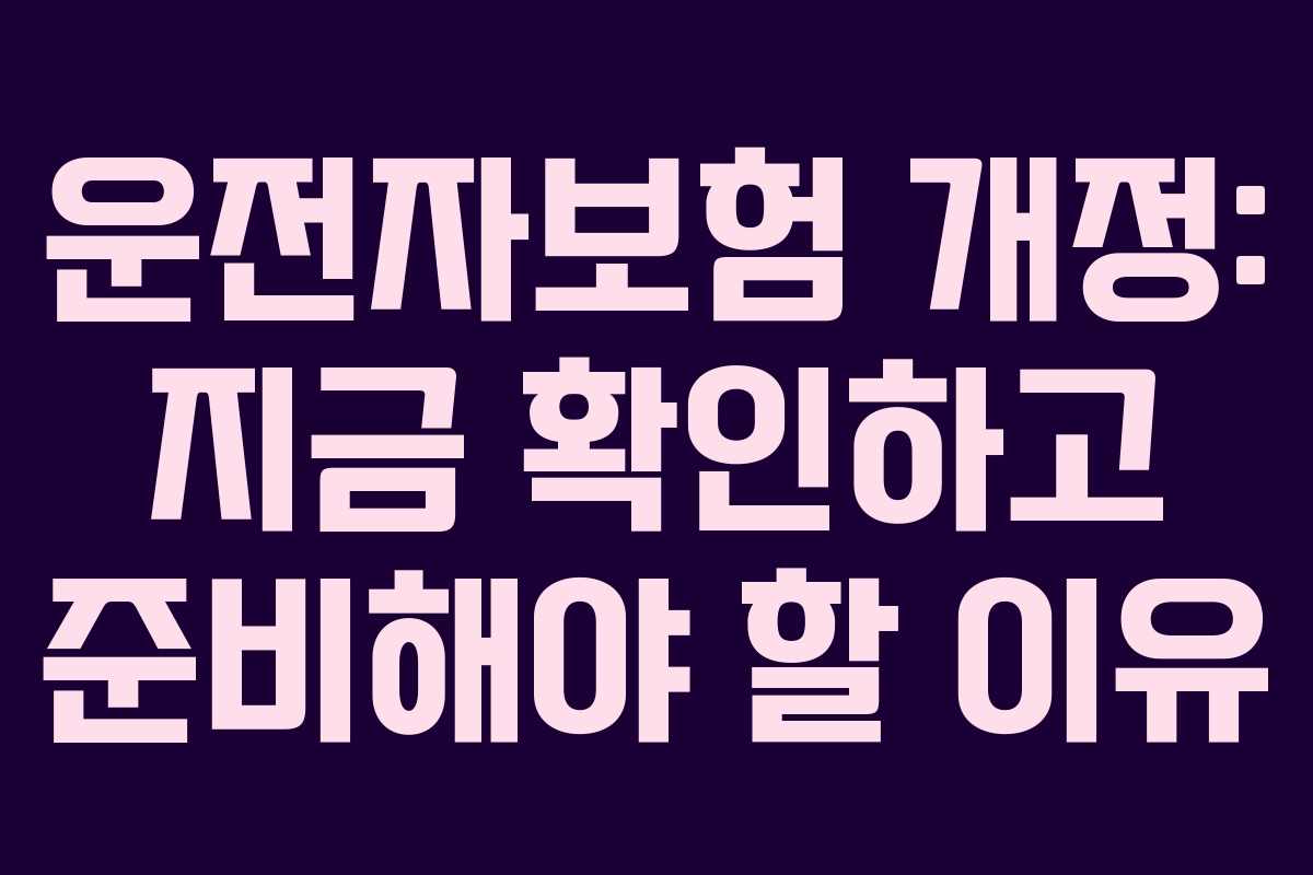 운전자보험 개정: 지금 확인하고 준비해야 할 이유