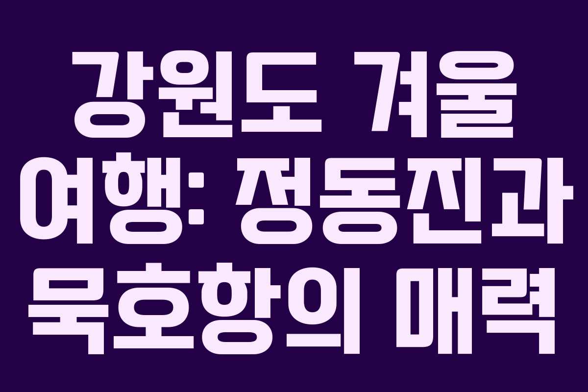 강원도 겨울 여행: 정동진과 묵호항의 매력
