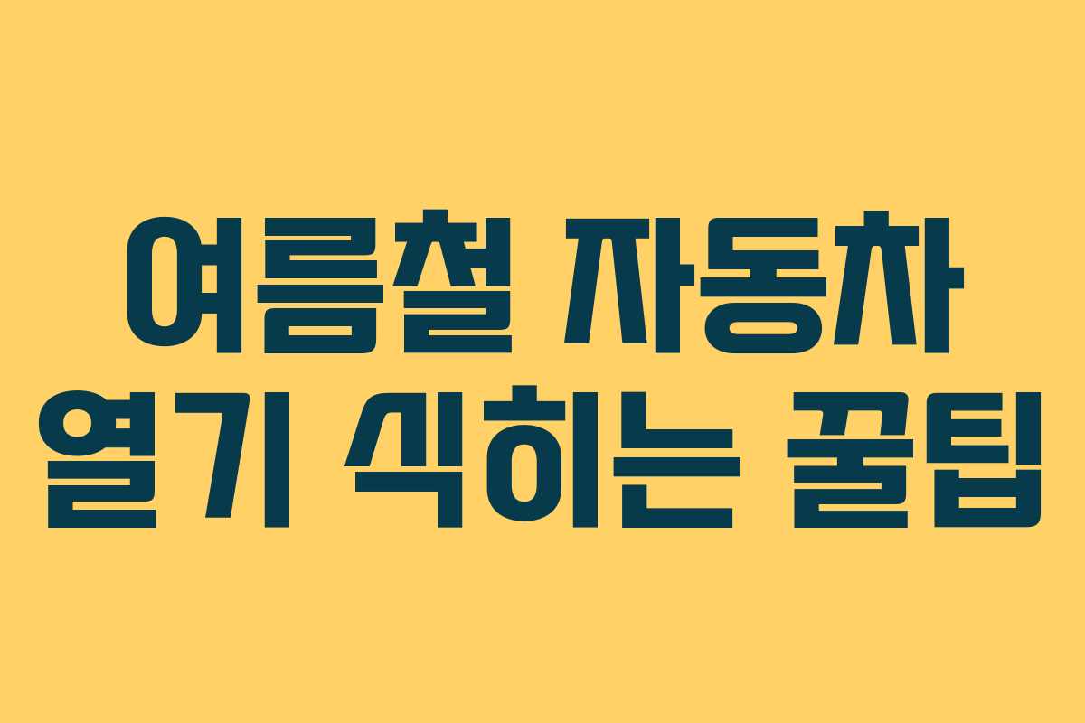 여름철 자동차 열기 식히는 꿀팁