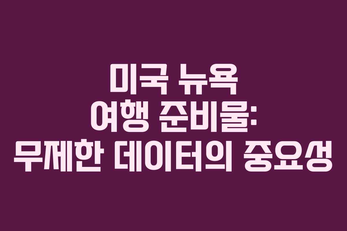 미국 뉴욕 여행 준비물: 무제한 데이터의 중요성