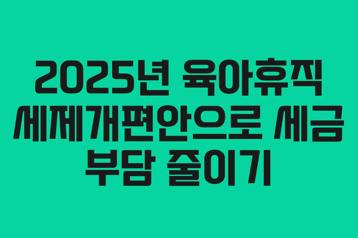 2025년 육아휴직 세제개편안으로 세금 부담 줄이기