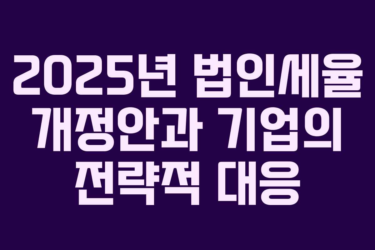 2025년 법인세율 개정안과 기업의 전략적 대응