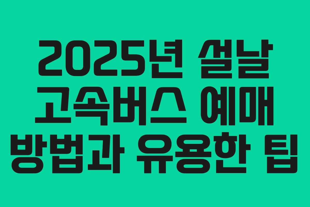 2025년 설날 고속버스 예매 방법과 유용한 팁