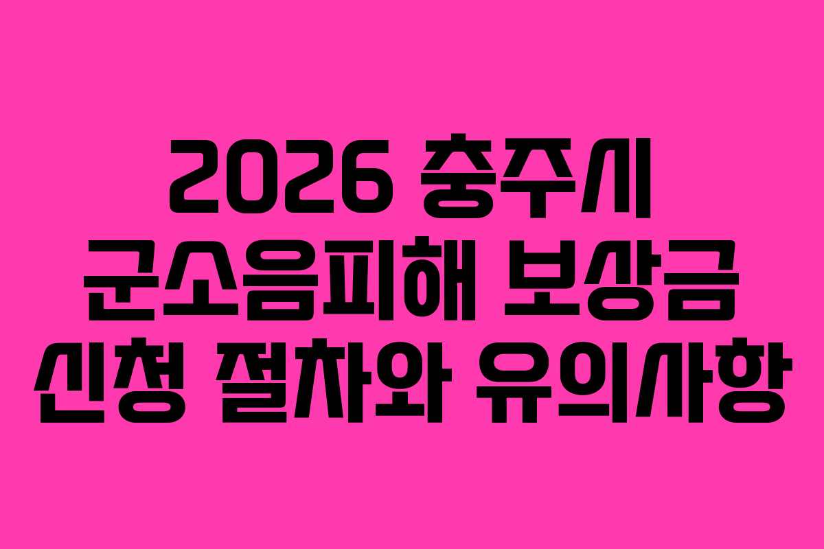 2026 충주시 군소음피해 보상금 신청 절차와 유의사항