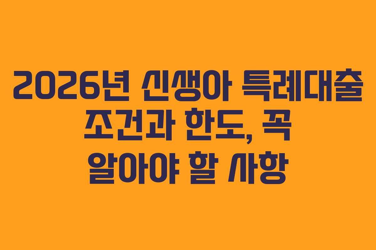 2026년 신생아 특례대출 조건과 한도, 꼭 알아야 할 사항