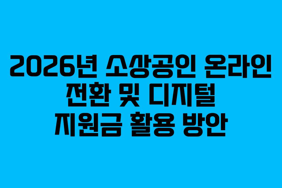 2026년 소상공인 온라인 전환 및 디지털 지원금 활용 방안