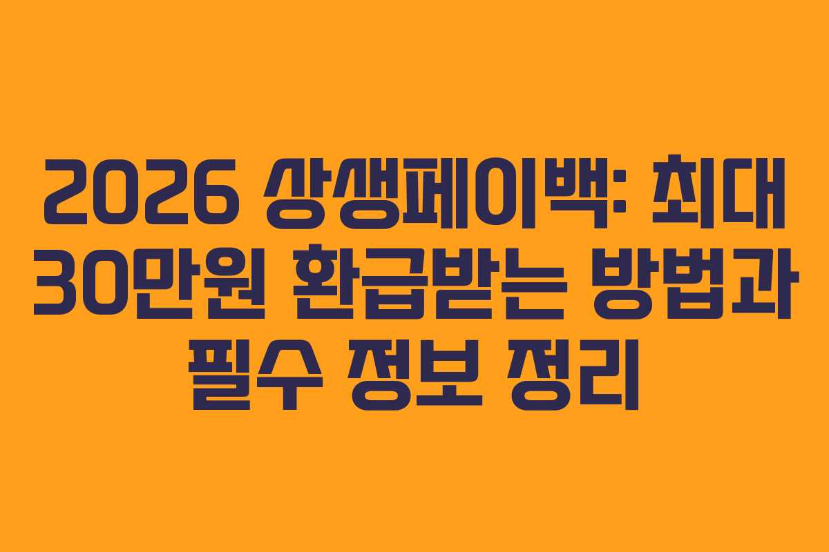 2026 상생페이백: 최대 30만원 환급받는 방법과 필수 정보 정리