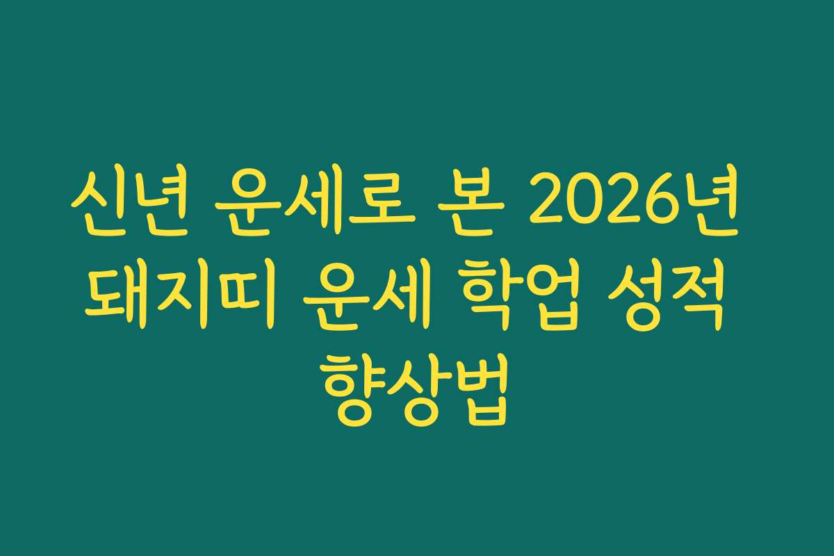 신년 운세로 본 2026년 돼지띠 운세 학업 성적 향상법