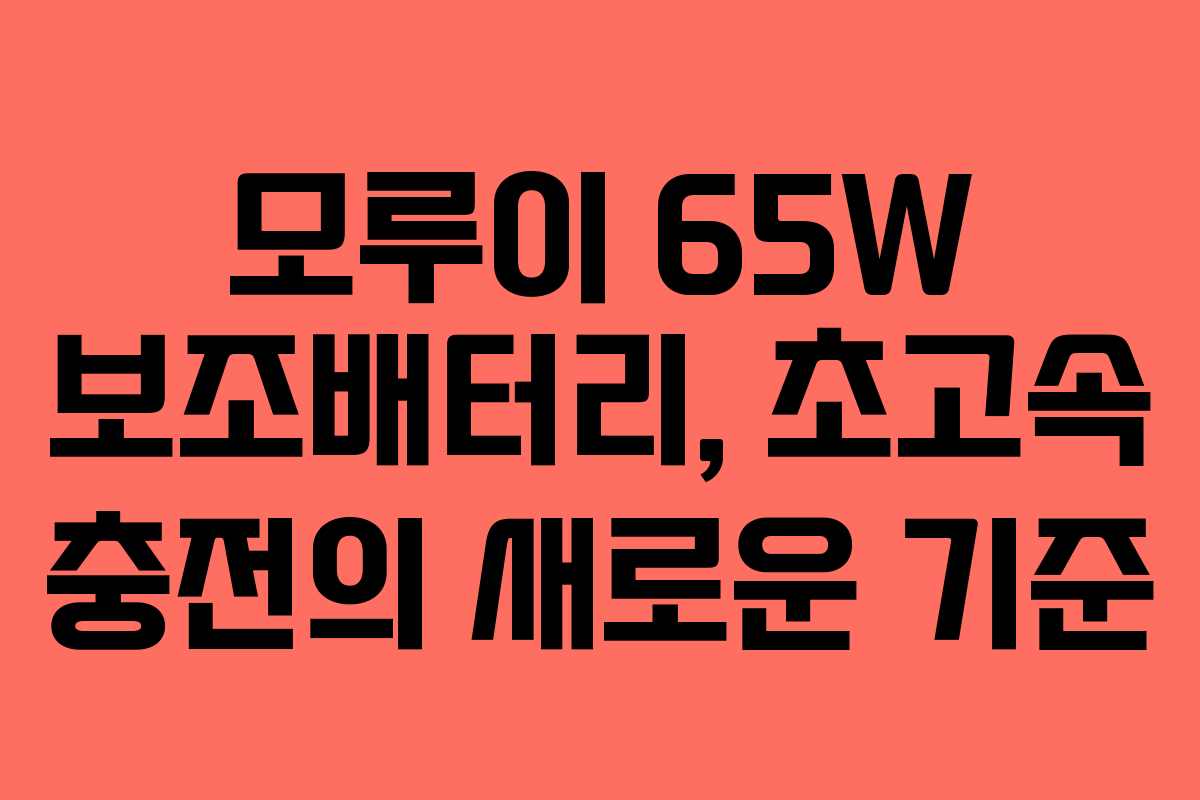 모루이 65W 보조배터리, 초고속 충전의 새로운 기준