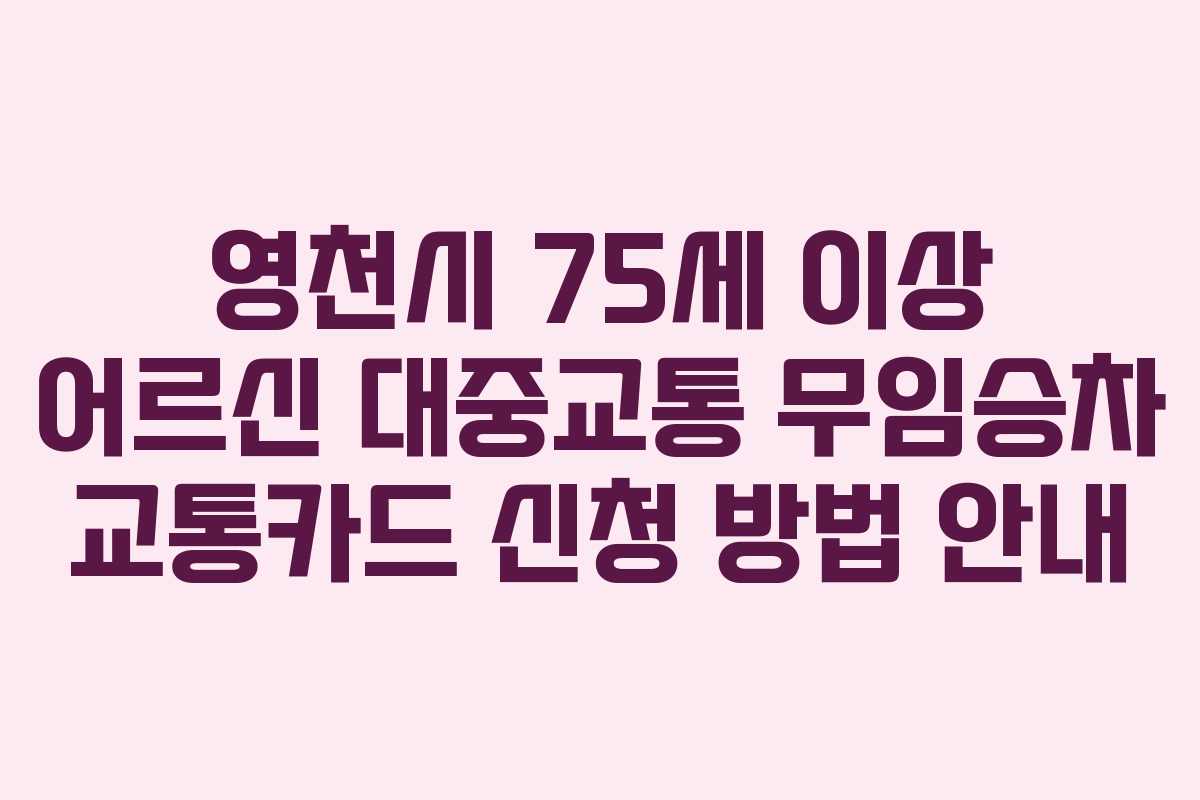 영천시 75세 이상 어르신 대중교통 무임승차 교통카드 신청 방법 안내