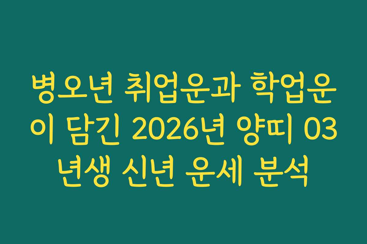 병오년 취업운과 학업운이 담긴 2026년 양띠 03년생 신년 운세 분석