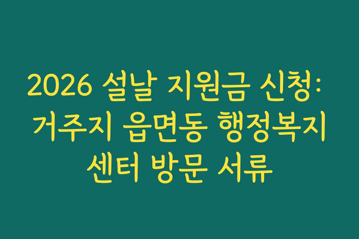 2026 설날 지원금 신청: 거주지 읍면동 행정복지센터 방문 서류