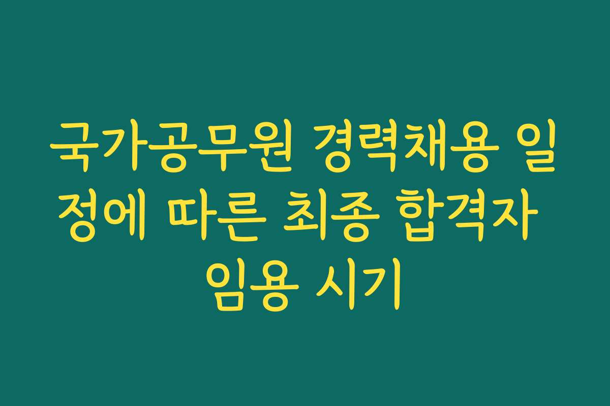 국가공무원 경력채용 일정에 따른 최종 합격자 임용 시기