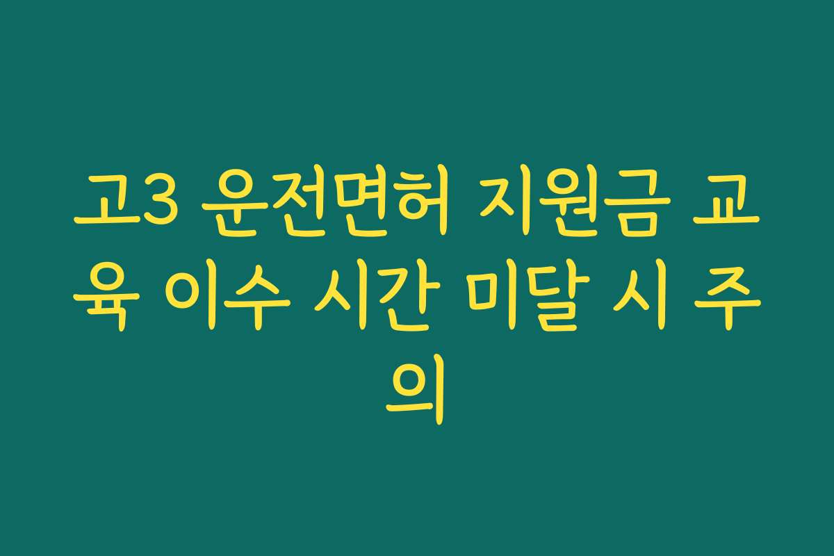 고3 운전면허 지원금 교육 이수 시간 미달 시 주의
