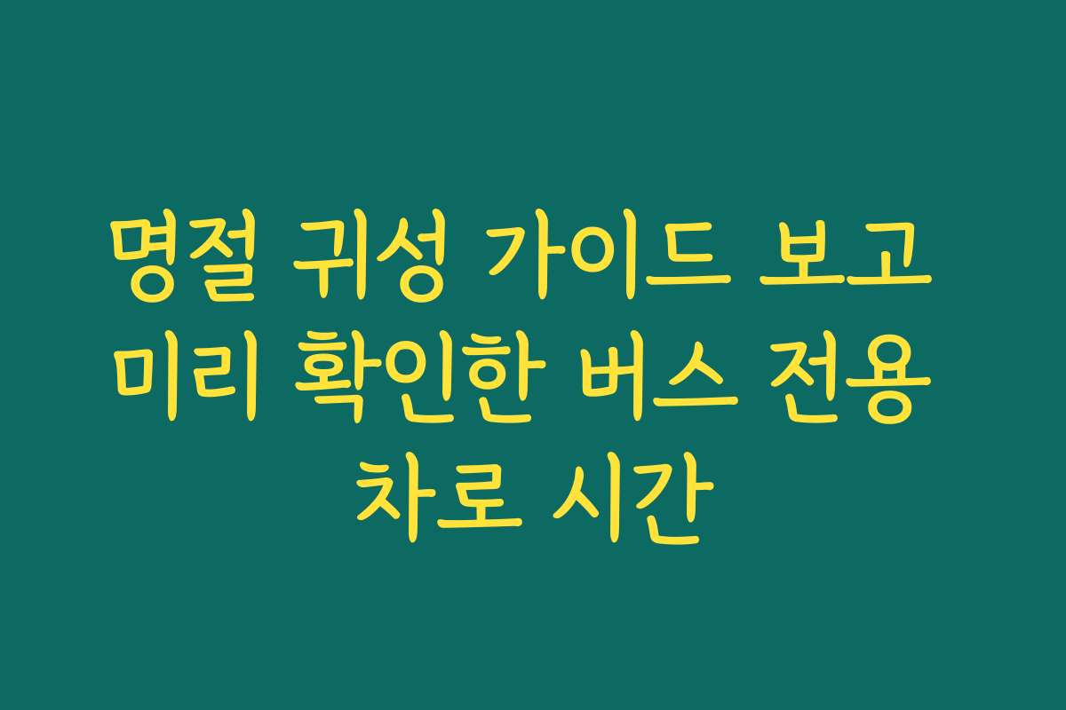 명절 귀성 가이드 보고 미리 확인한 버스 전용 차로 시간