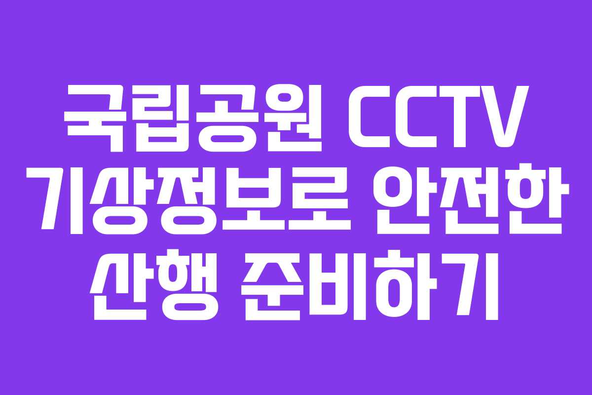 국립공원 CCTV 기상정보로 안전한 산행 준비하기