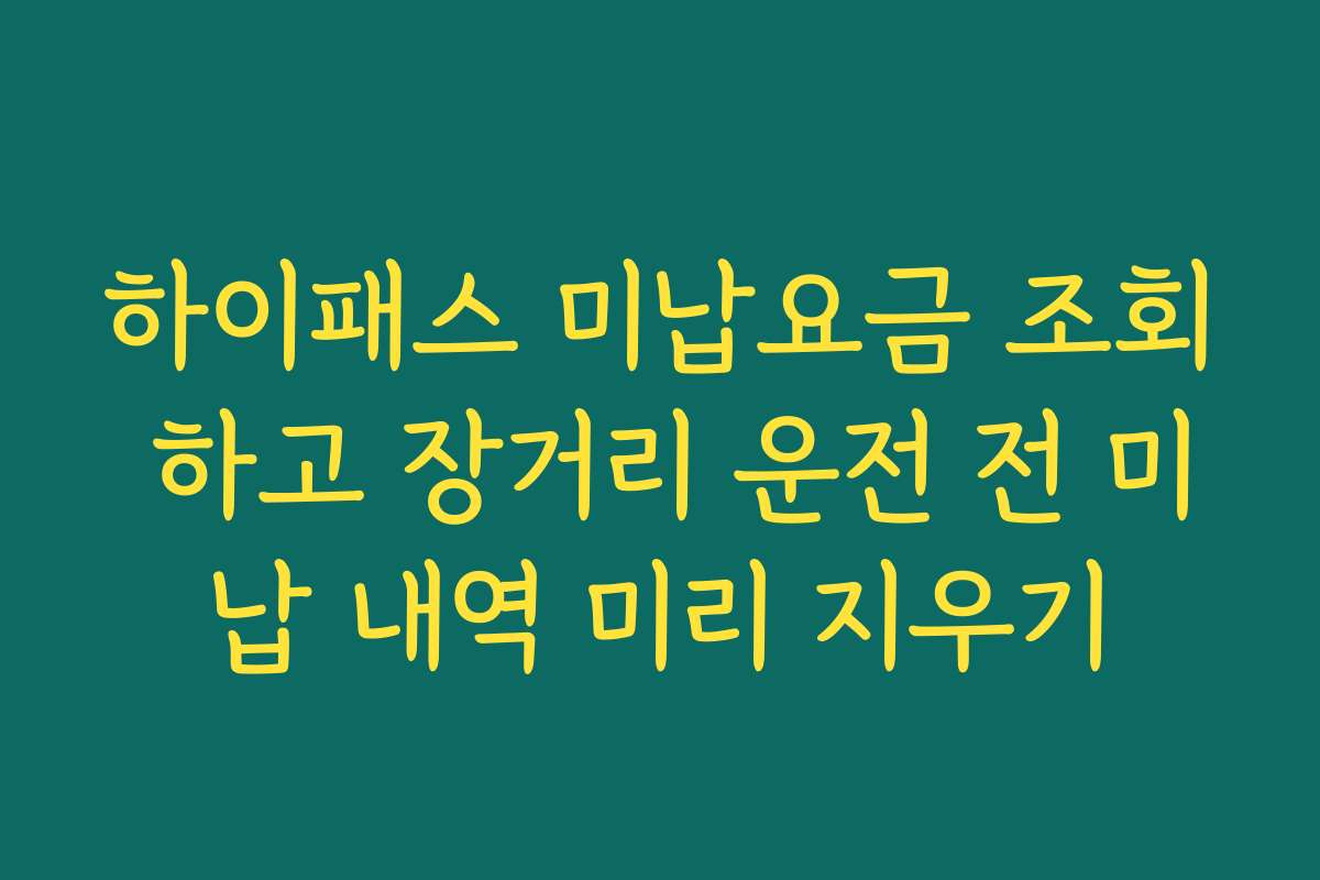 하이패스 미납요금 조회 하고 장거리 운전 전 미납 내역 미리 지우기