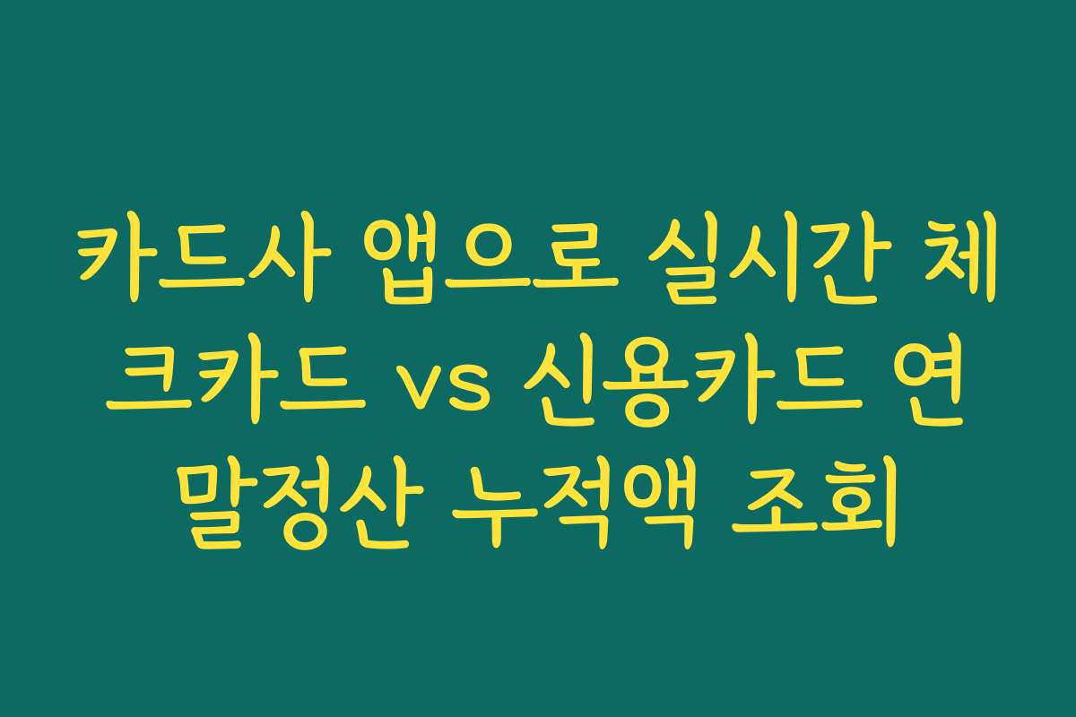 카드사 앱으로 실시간 체크카드 vs 신용카드 연말정산 누적액 조회