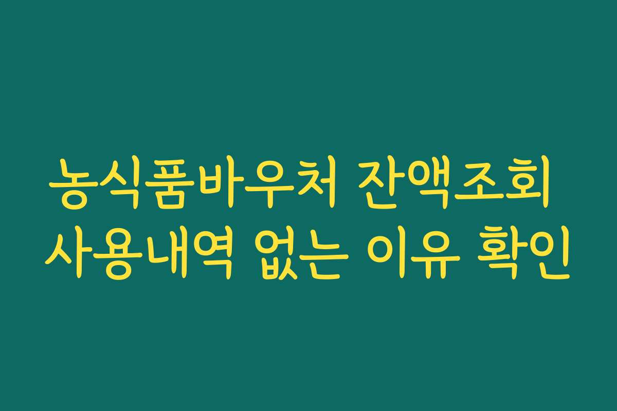 농식품바우처 잔액조회 사용내역 없는 이유 확인