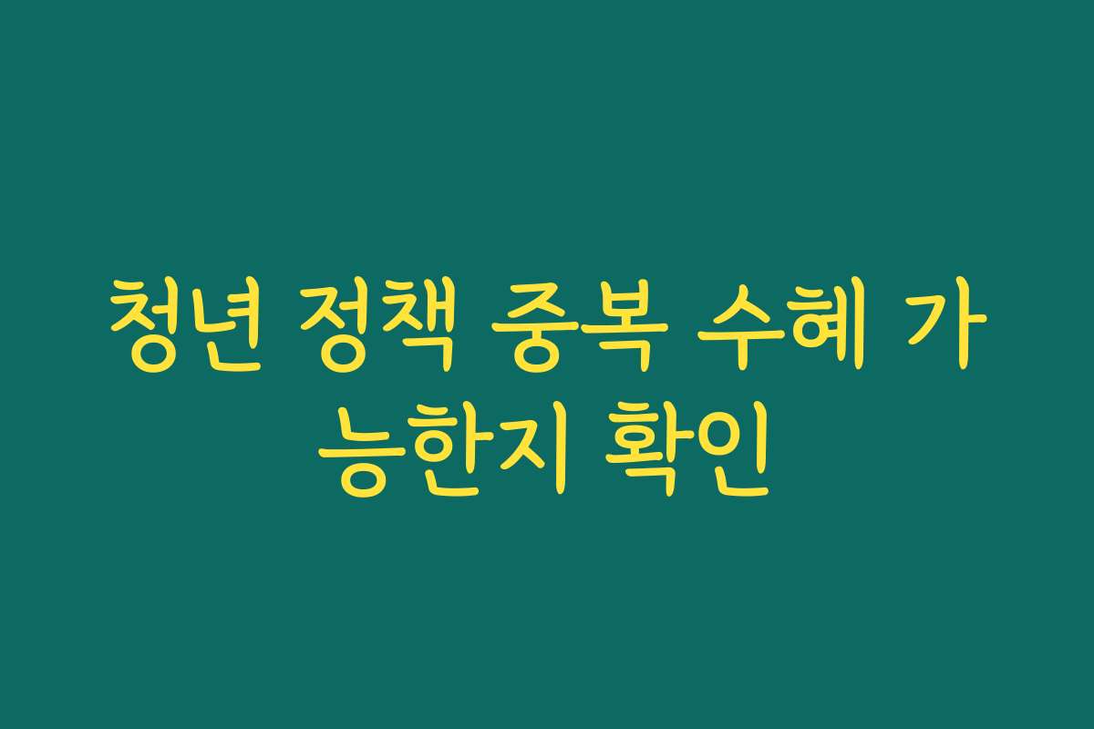 청년 정책 중복 수혜 가능한지 확인