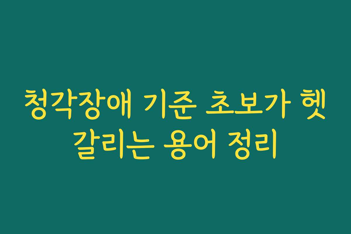청각장애 기준 초보가 헷갈리는 용어 정리