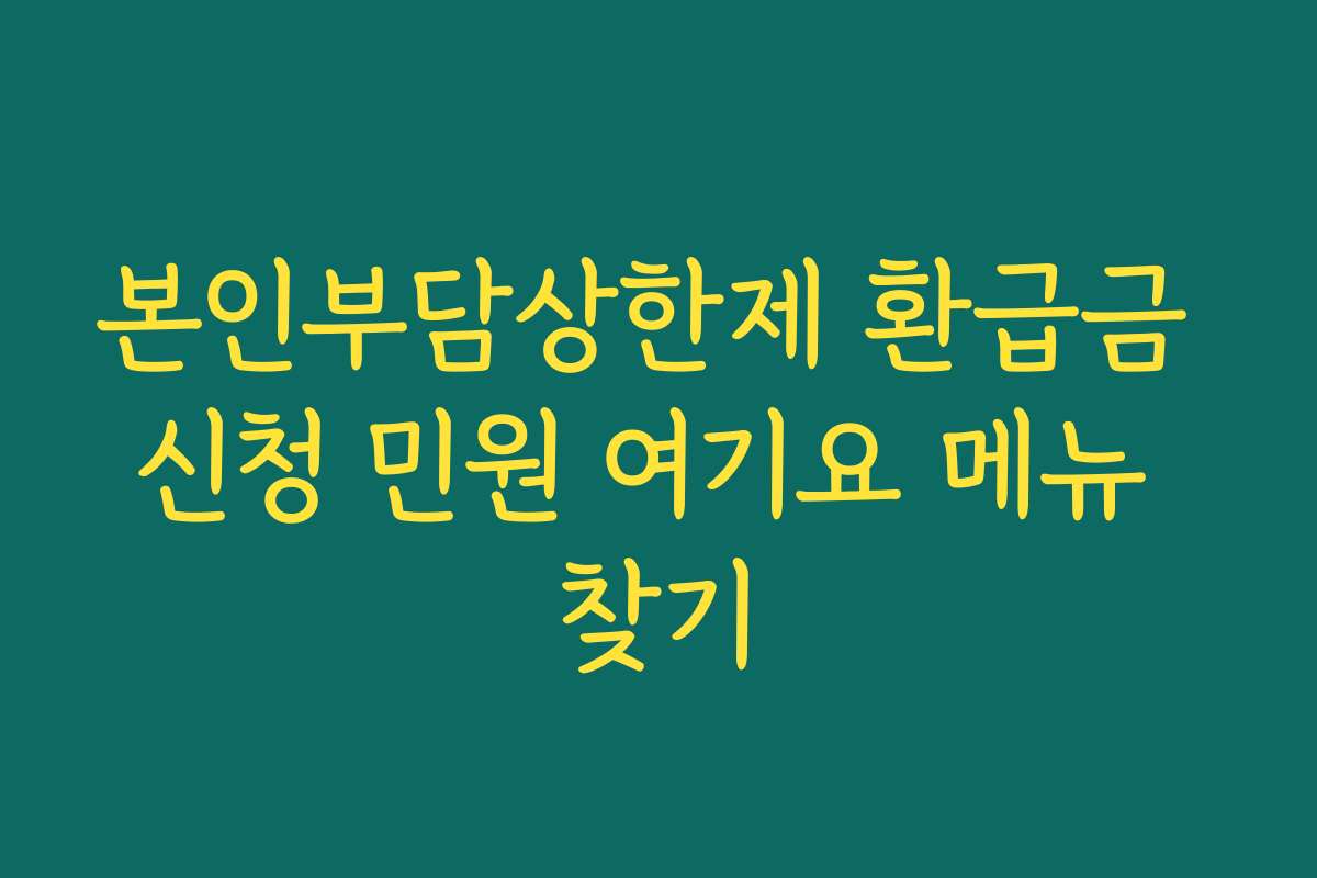 본인부담상한제 환급금 신청 민원 여기요 메뉴 찾기