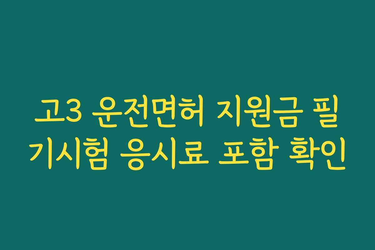 고3 운전면허 지원금 필기시험 응시료 포함 확인