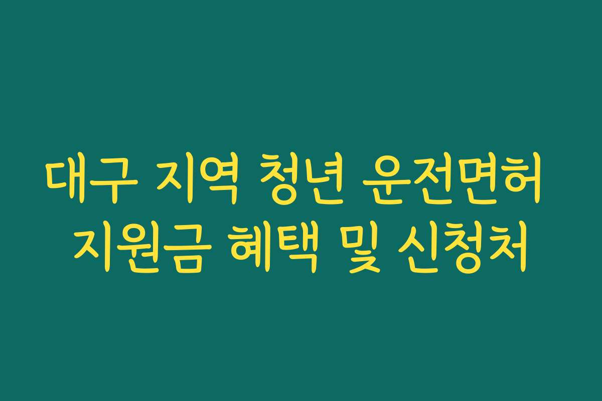 대구 지역 청년 운전면허 지원금 혜택 및 신청처