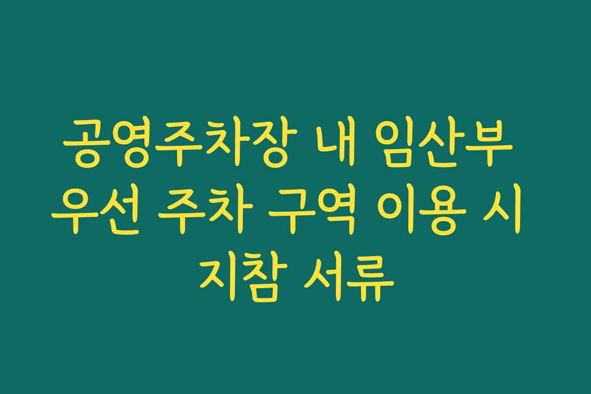공영주차장 내 임산부 우선 주차 구역 이용 시 지참 서류