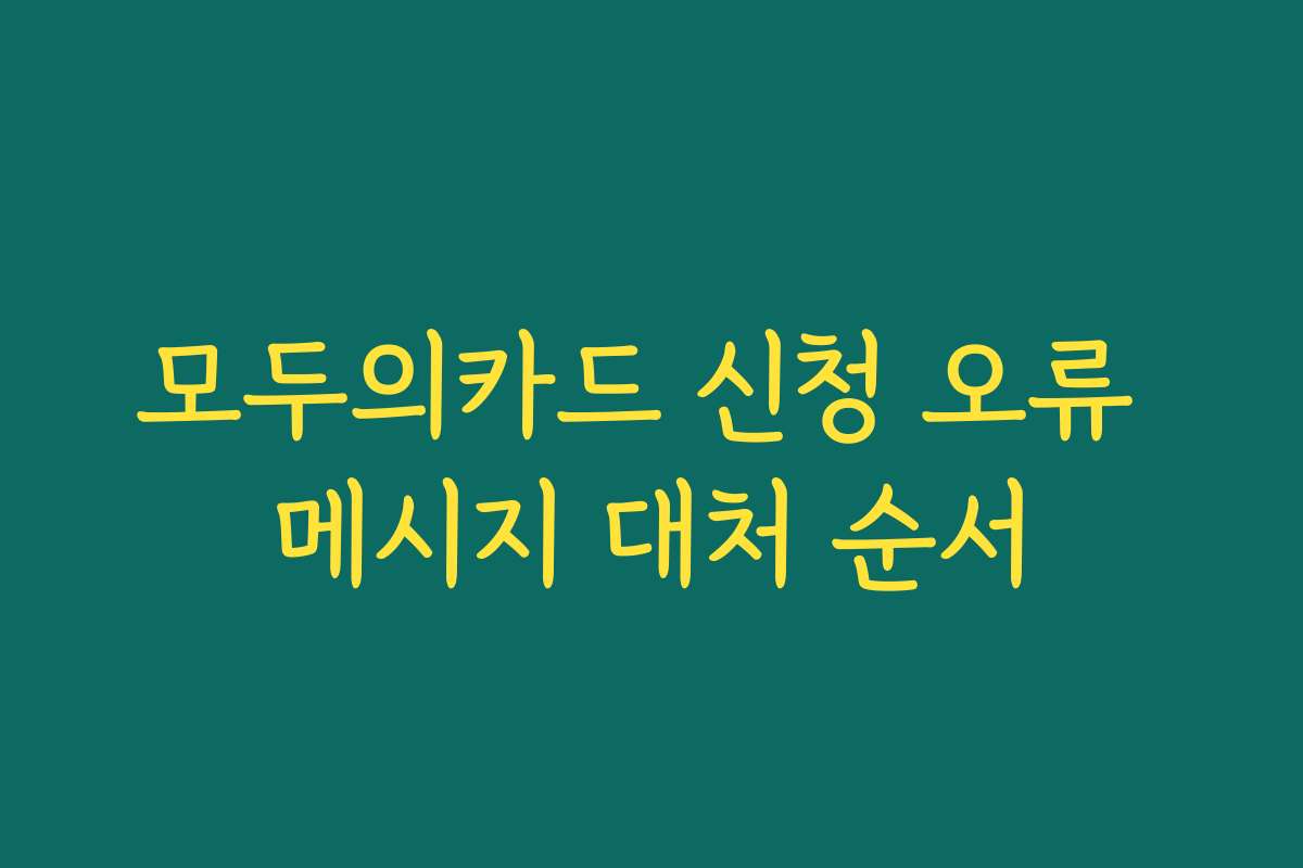 모두의카드 신청 오류 메시지 대처 순서