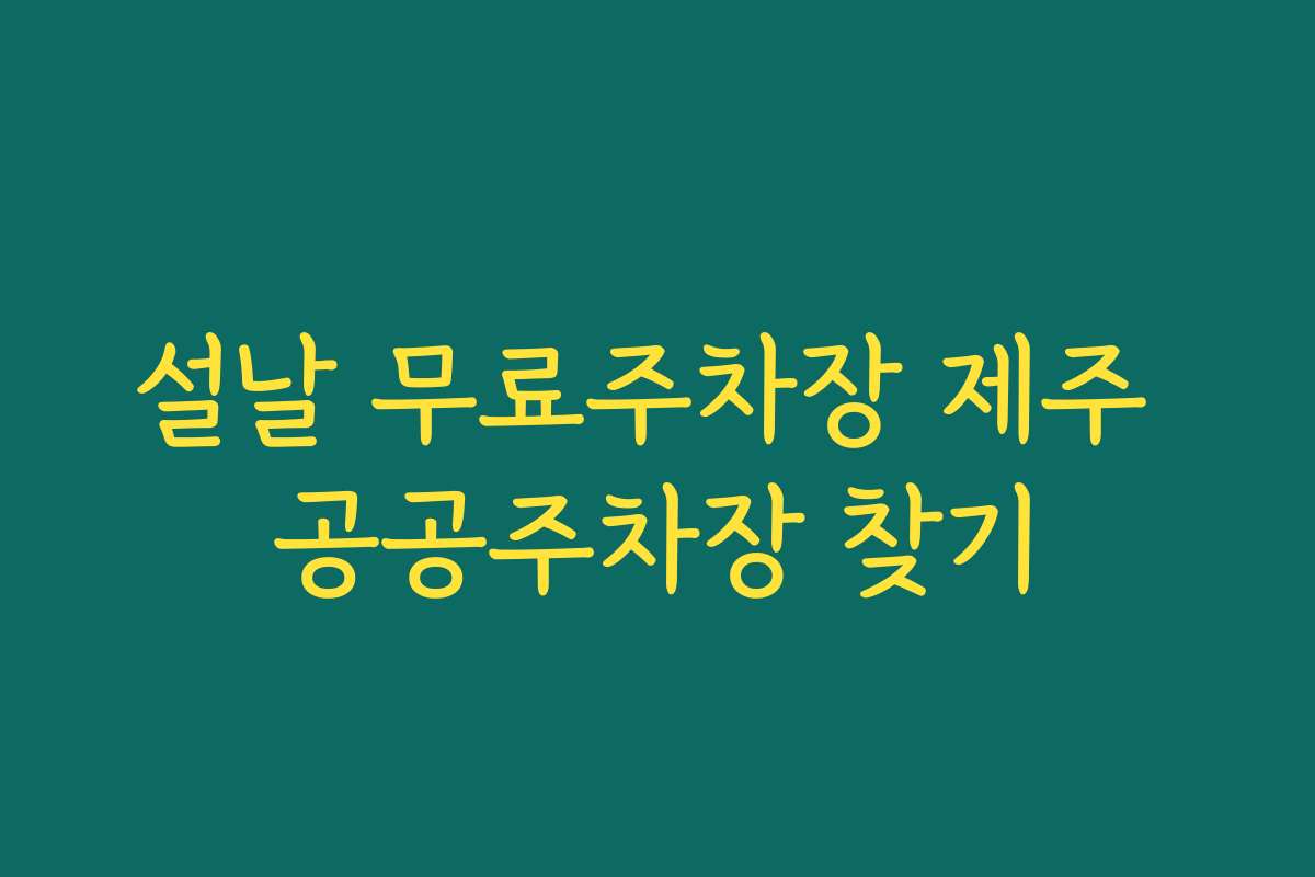 설날 무료주차장 제주 공공주차장 찾기