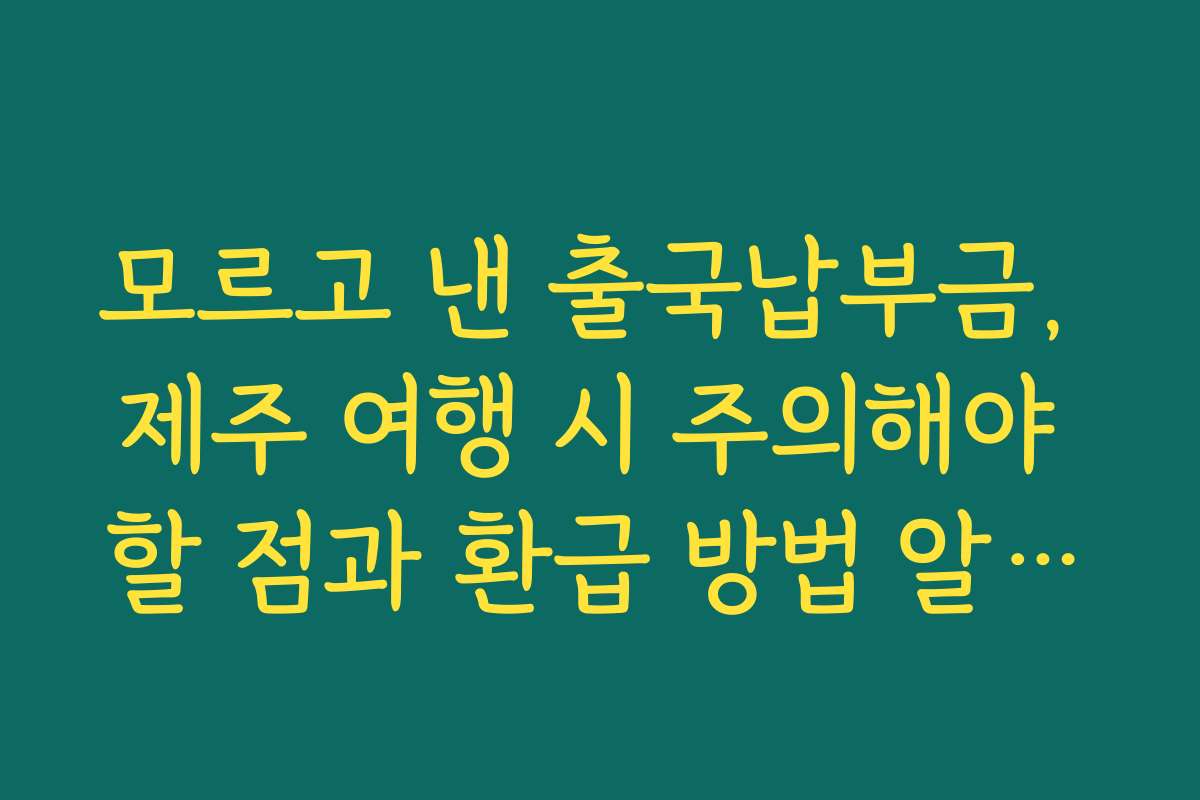 모르고 낸 출국납부금, 제주 여행 시 주의해야 할 점과 환급 방법 알아보기