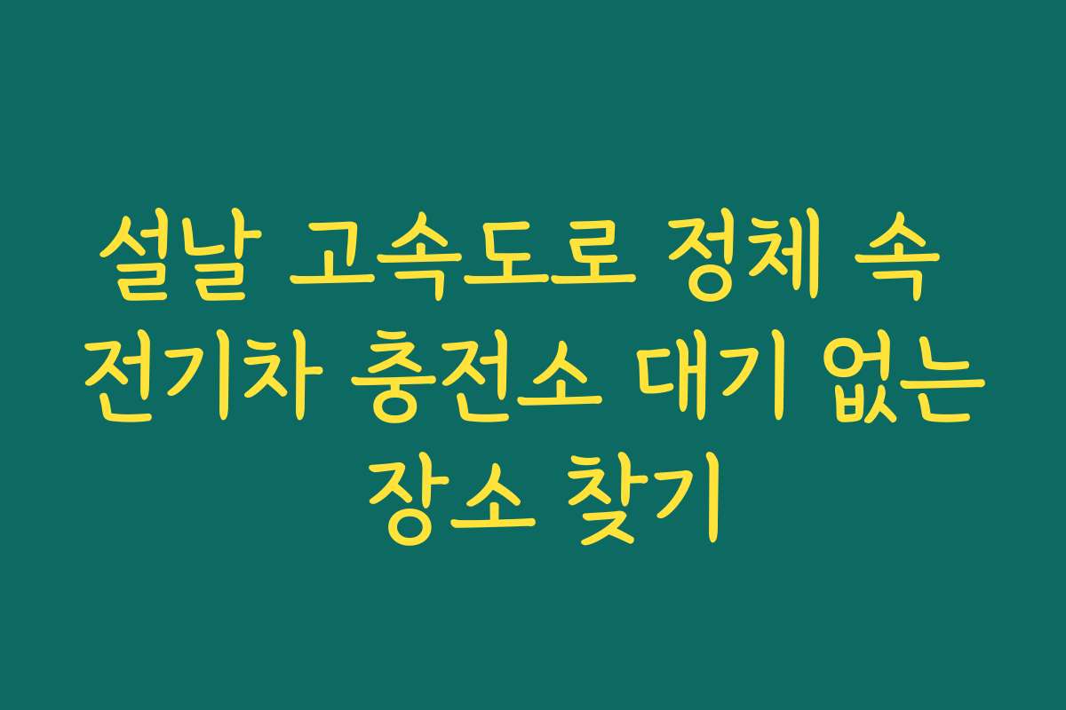 설날 고속도로 정체 속 전기차 충전소 대기 없는 장소 찾기