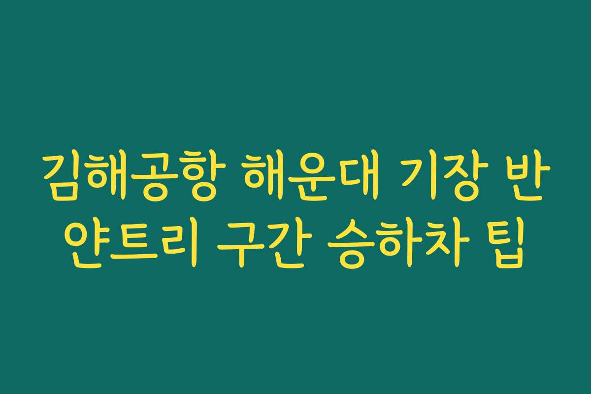 김해공항 해운대 기장 반얀트리 구간 승하차 팁