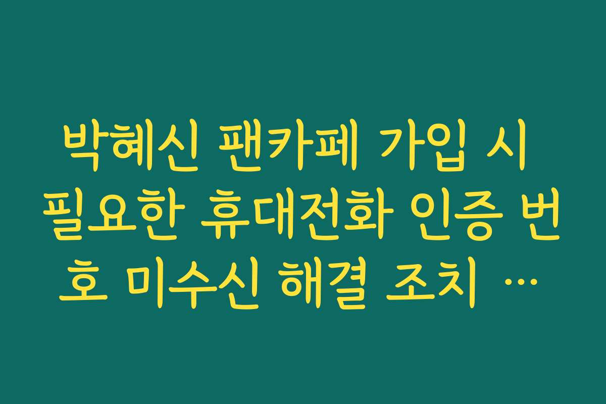 박혜신 팬카페 가입 시 필요한 휴대전화 인증 번호 미수신 해결 조치 가이드