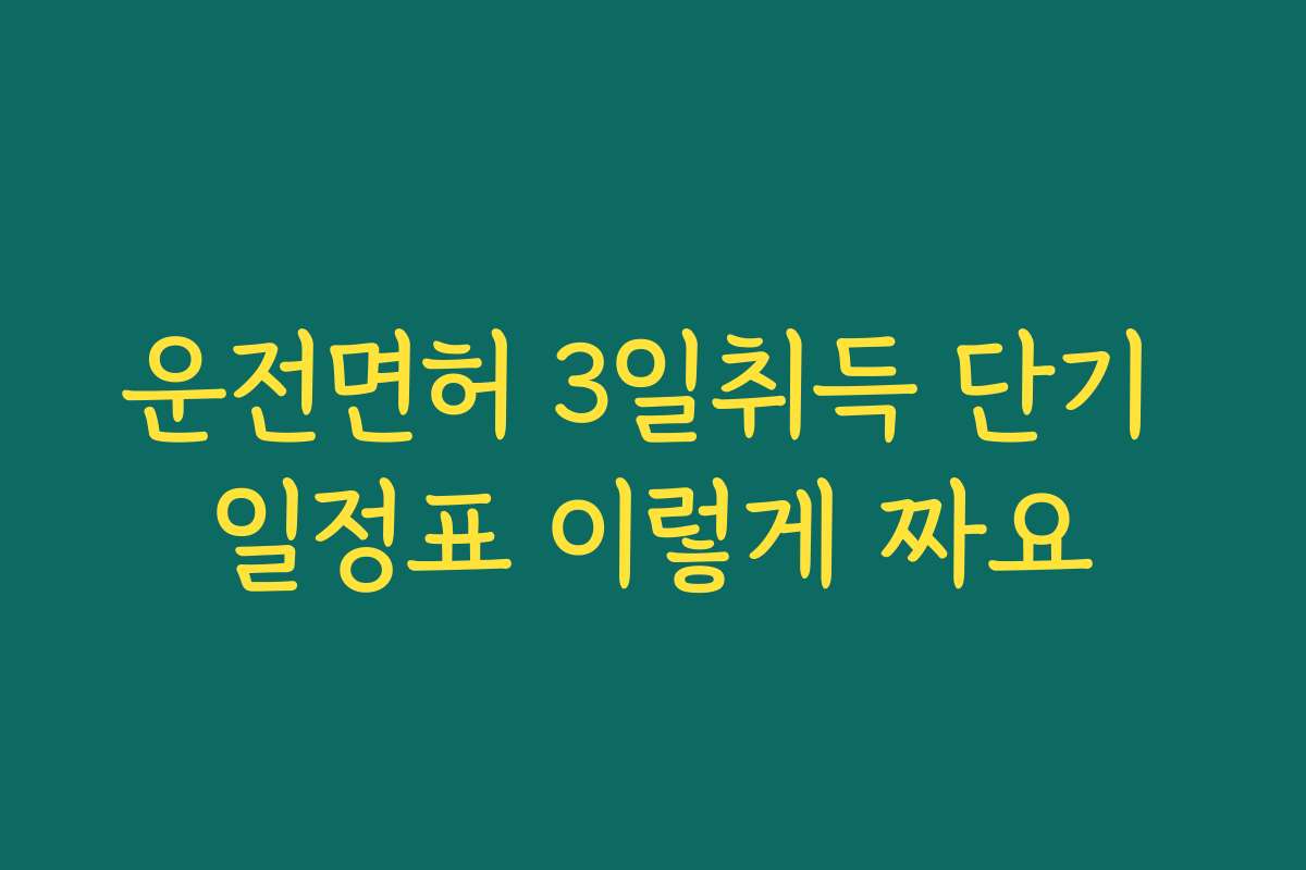 운전면허 3일취득 단기 일정표 이렇게 짜요