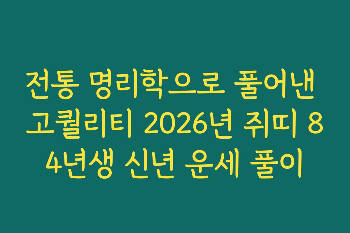 전통 명리학으로 풀어낸 고퀄리티 2026년 쥐띠 84년생 신년 운세 풀이