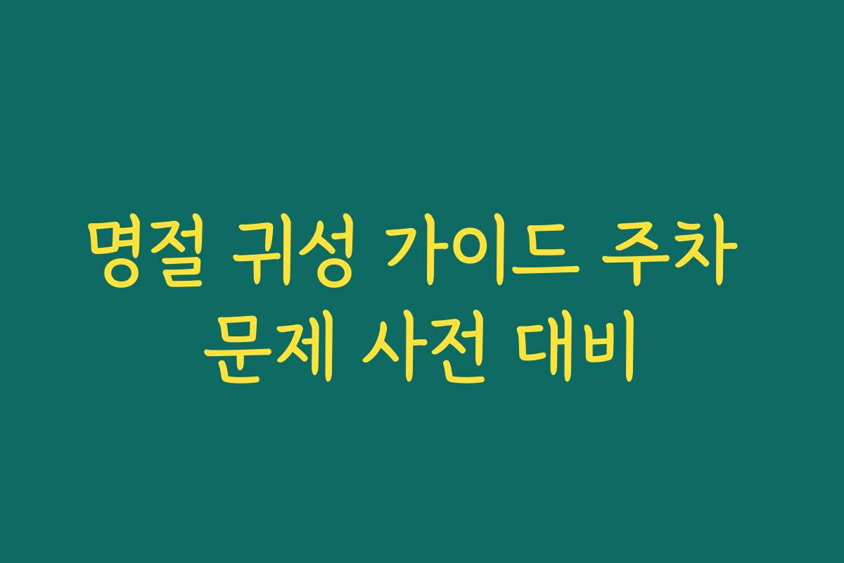 명절 귀성 가이드 주차 문제 사전 대비