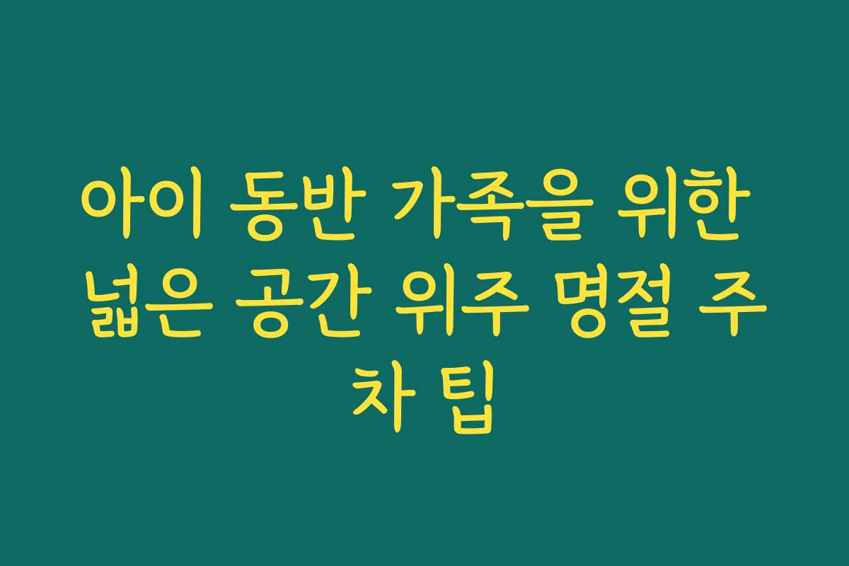 아이 동반 가족을 위한 넓은 공간 위주 명절 주차 팁