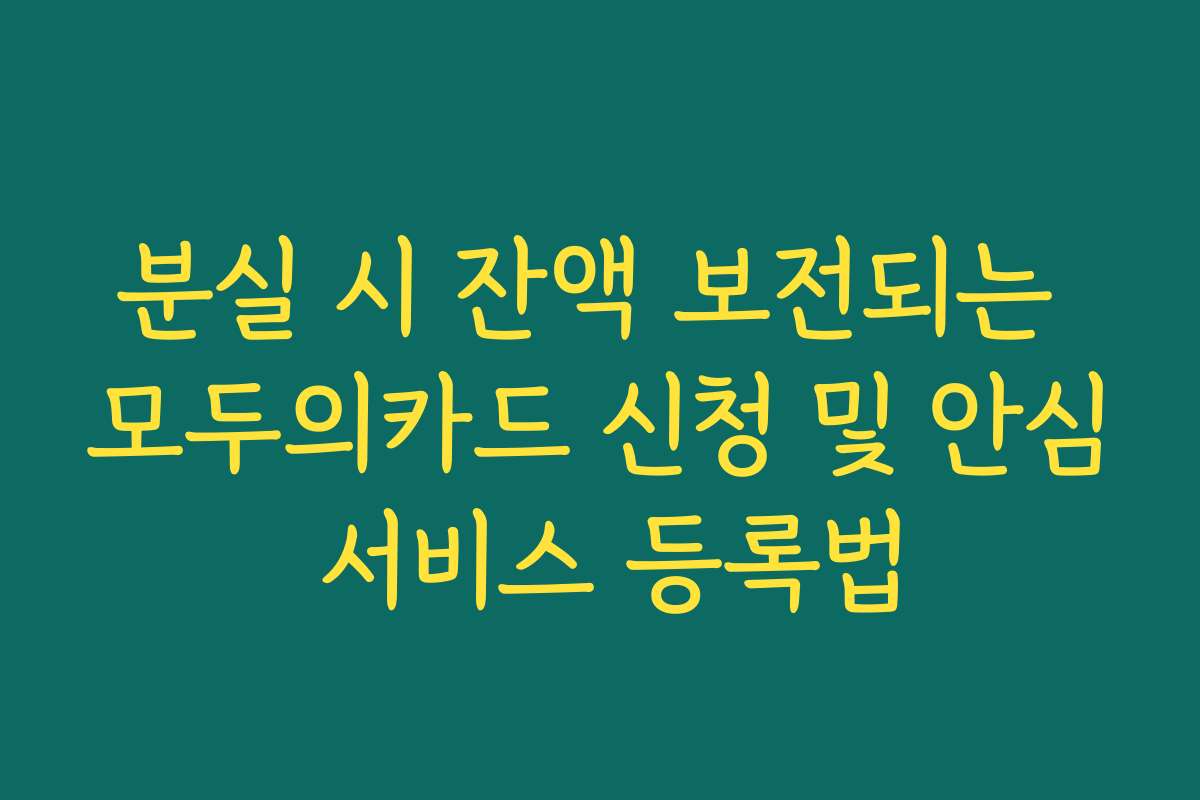분실 시 잔액 보전되는 모두의카드 신청 및 안심 서비스 등록법