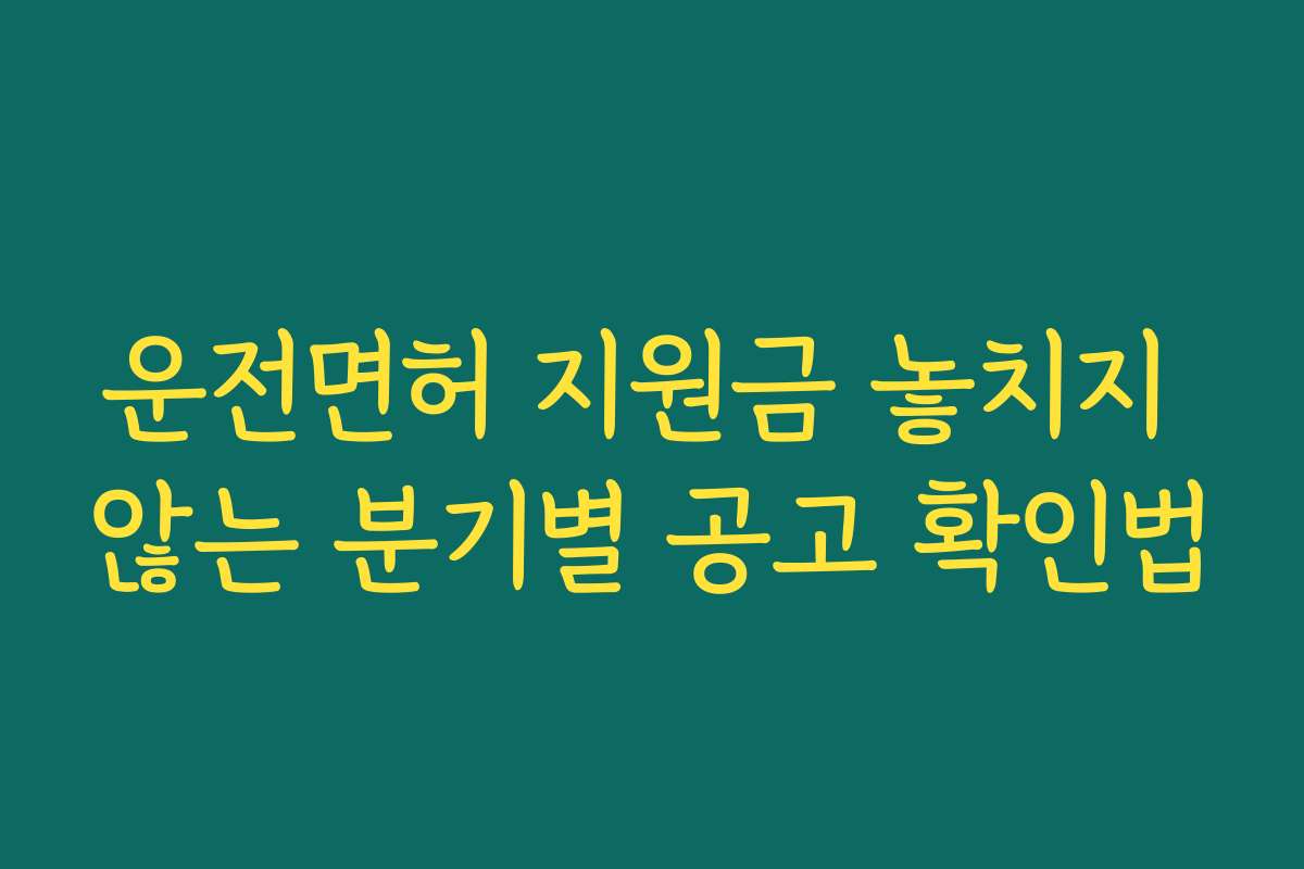 운전면허 지원금 놓치지 않는 분기별 공고 확인법