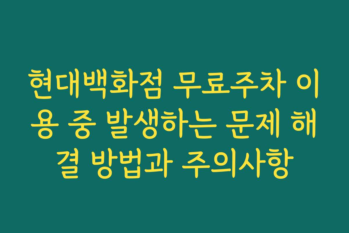 현대백화점 무료주차 이용 중 발생하는 문제 해결 방법과 주의사항