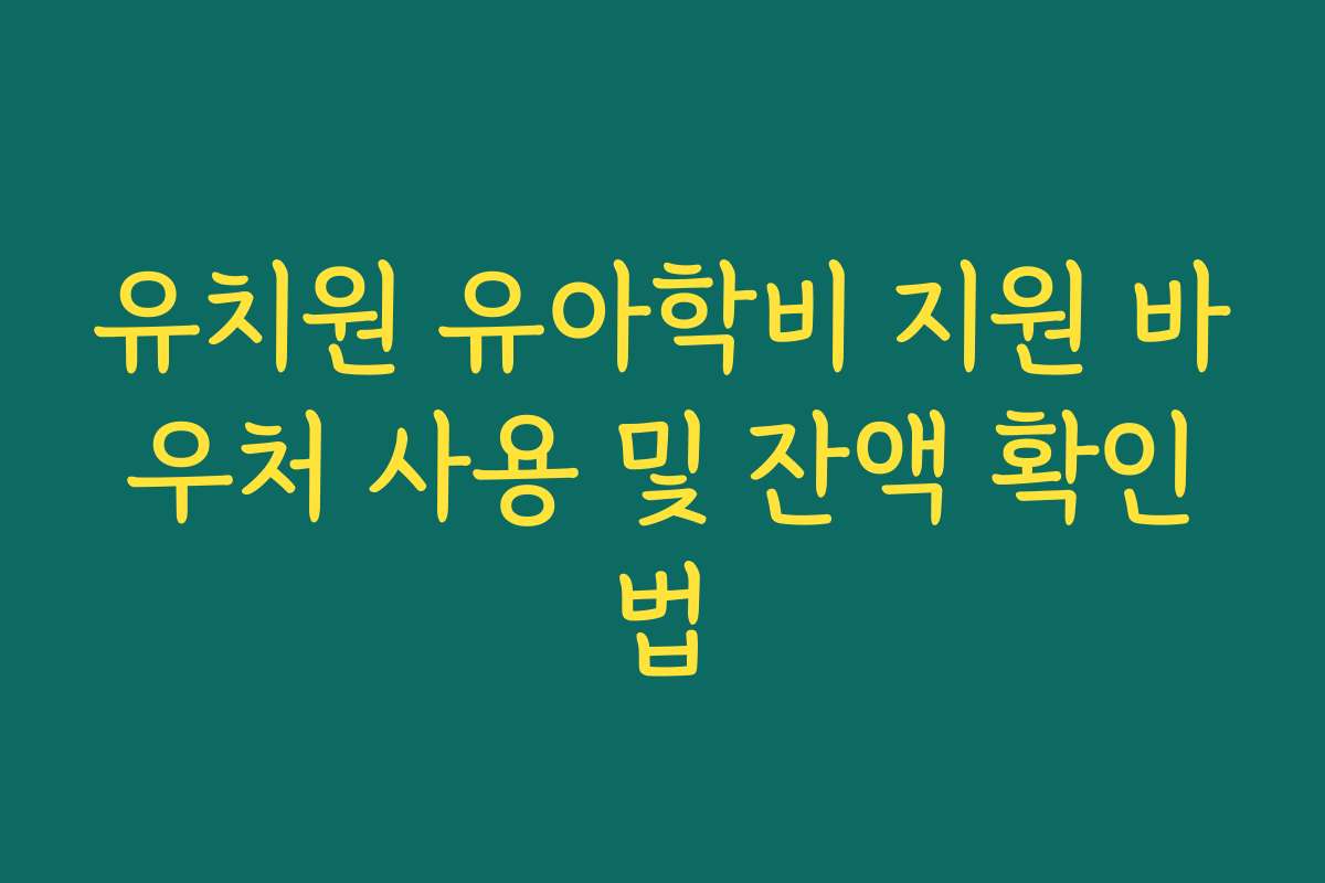 유치원 유아학비 지원 바우처 사용 및 잔액 확인법