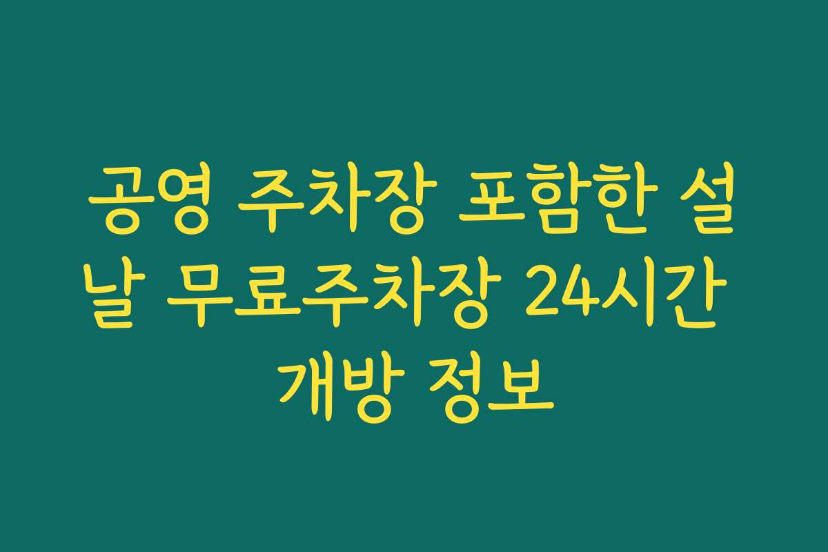 공영 주차장 포함한 설날 무료주차장 24시간 개방 정보