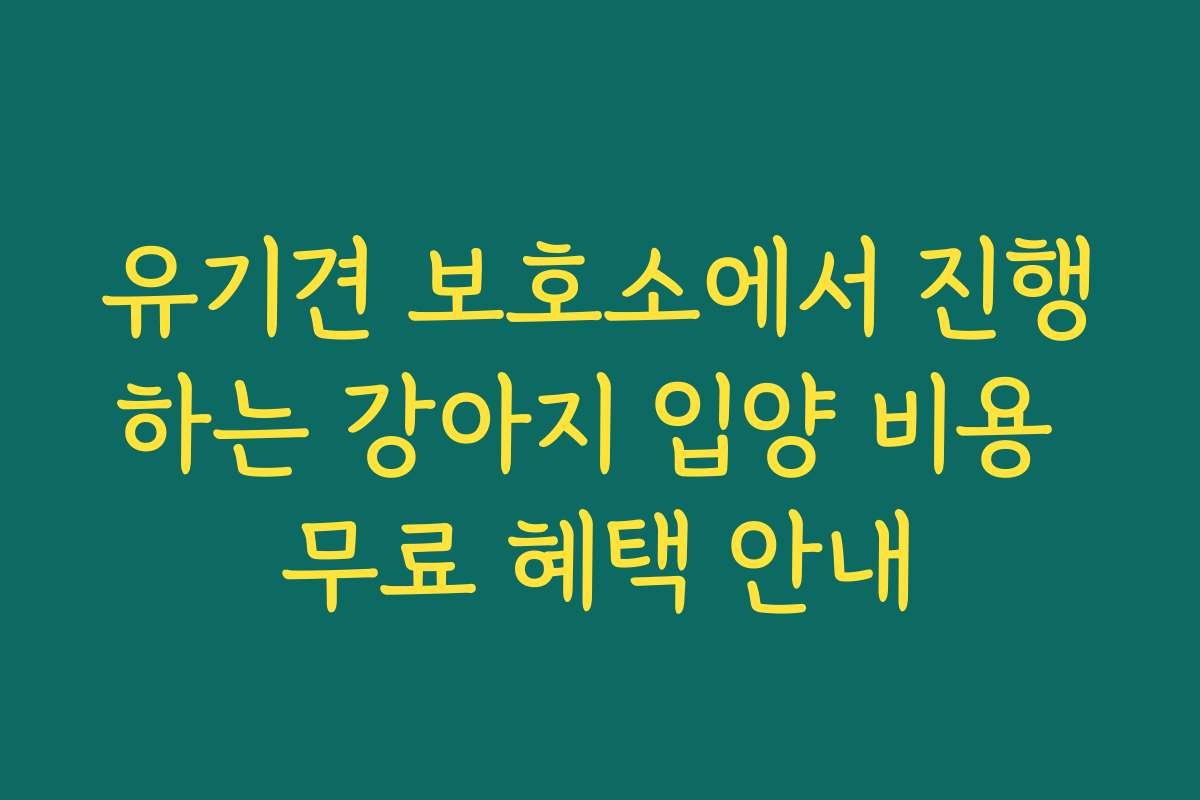 유기견 보호소에서 진행하는 강아지 입양 비용 무료 혜택 안내