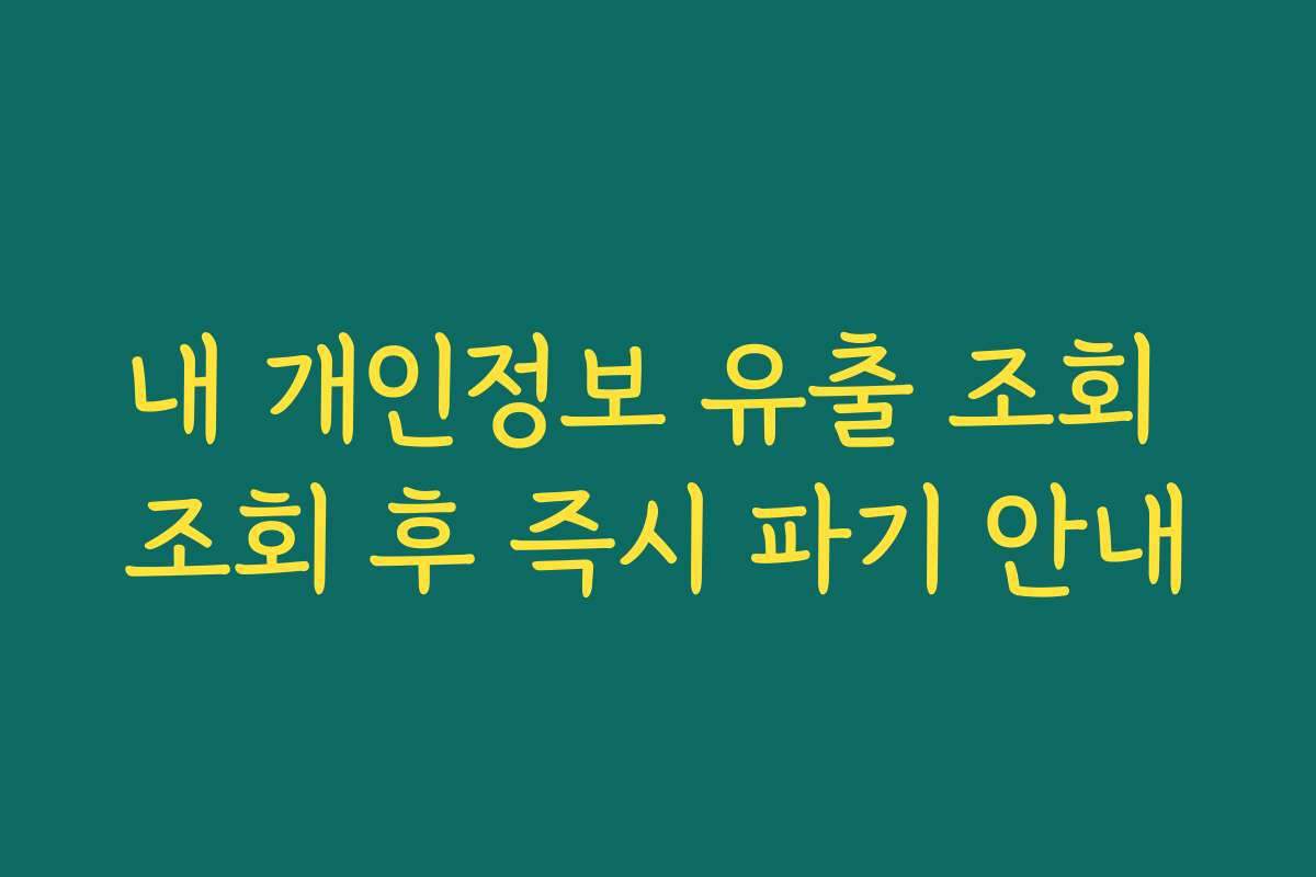 내 개인정보 유출 조회 조회 후 즉시 파기 안내